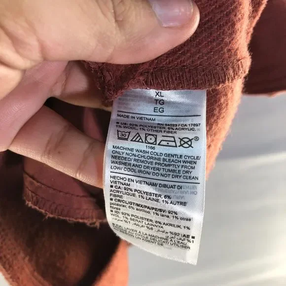 Auburn Burnt Orange Rust Flannel Wool Blend Chore Coat Shirt Jacket XL - Picture 4 of 7